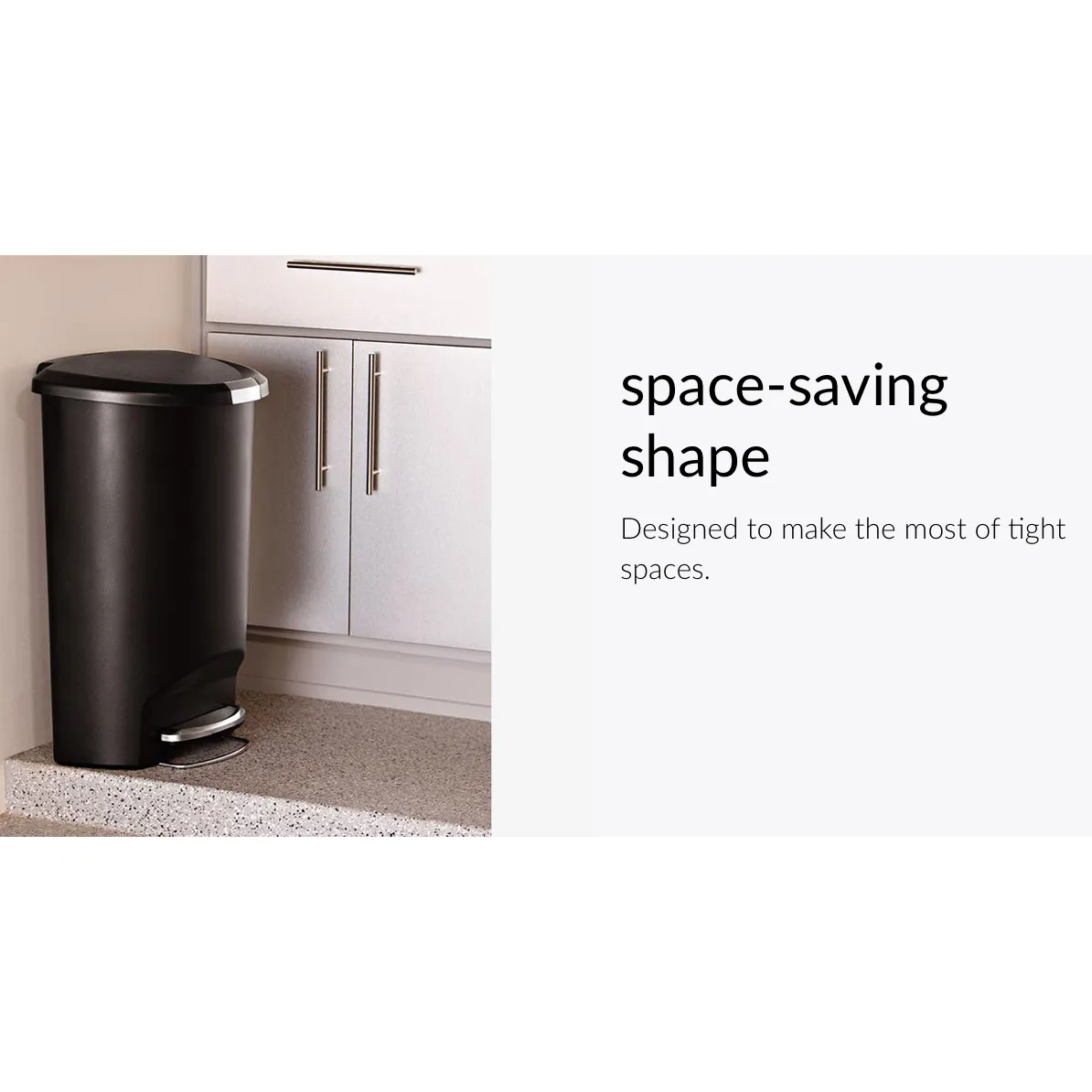 50 Litres Semi-round Step Can Black Plastic