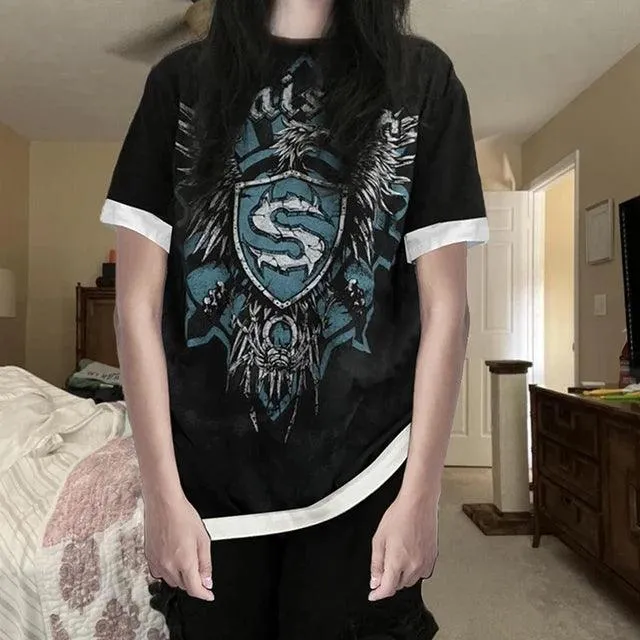 Camiseta gótica de manga larga con estampado