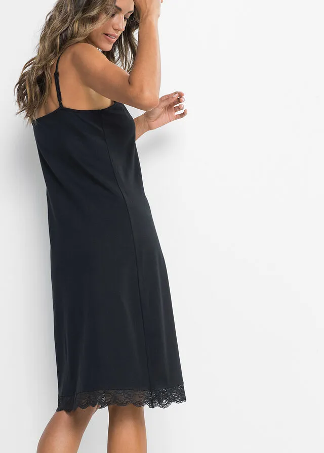 Camisón de tirantes finos Negro