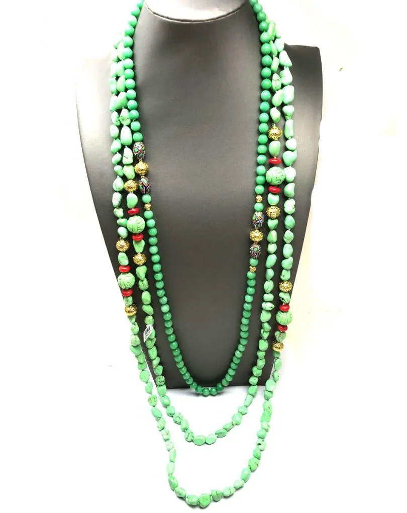 COLLARES VERDES DE JADE Y TURQUESA PARA DAR VARIAS VUELTAS