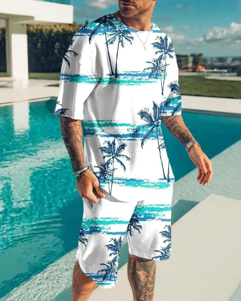 Conjuntos de verano para hombre, pantalón corto y camiseta.