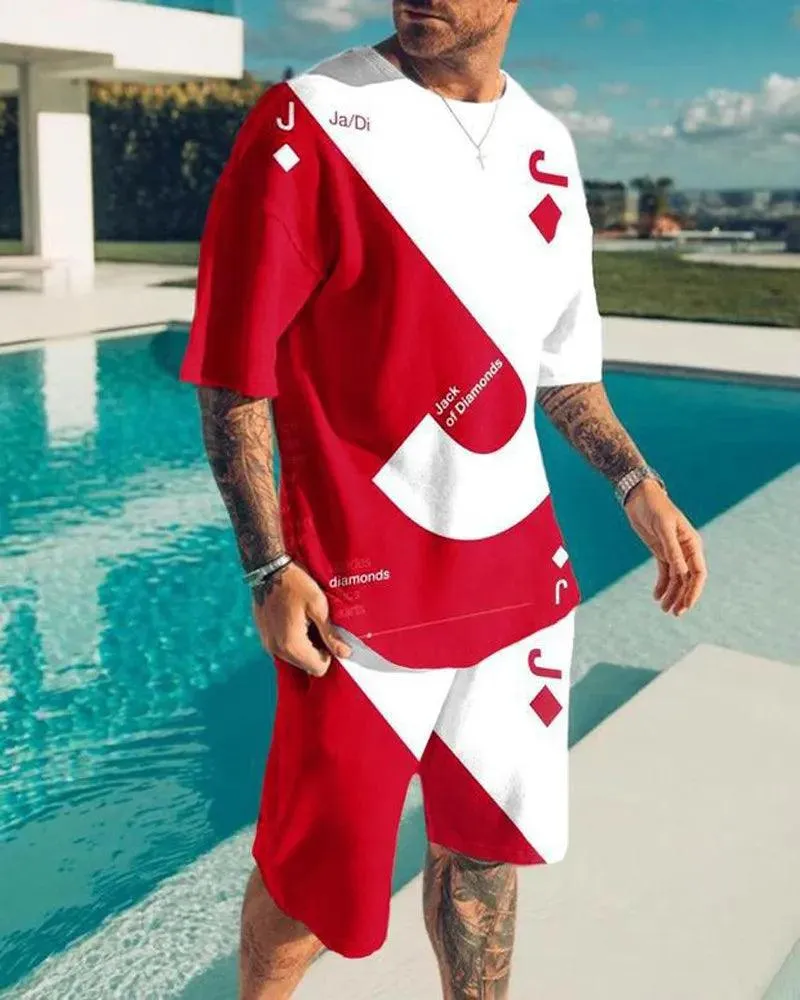 Conjuntos de verano para hombre, pantalón corto y camiseta.