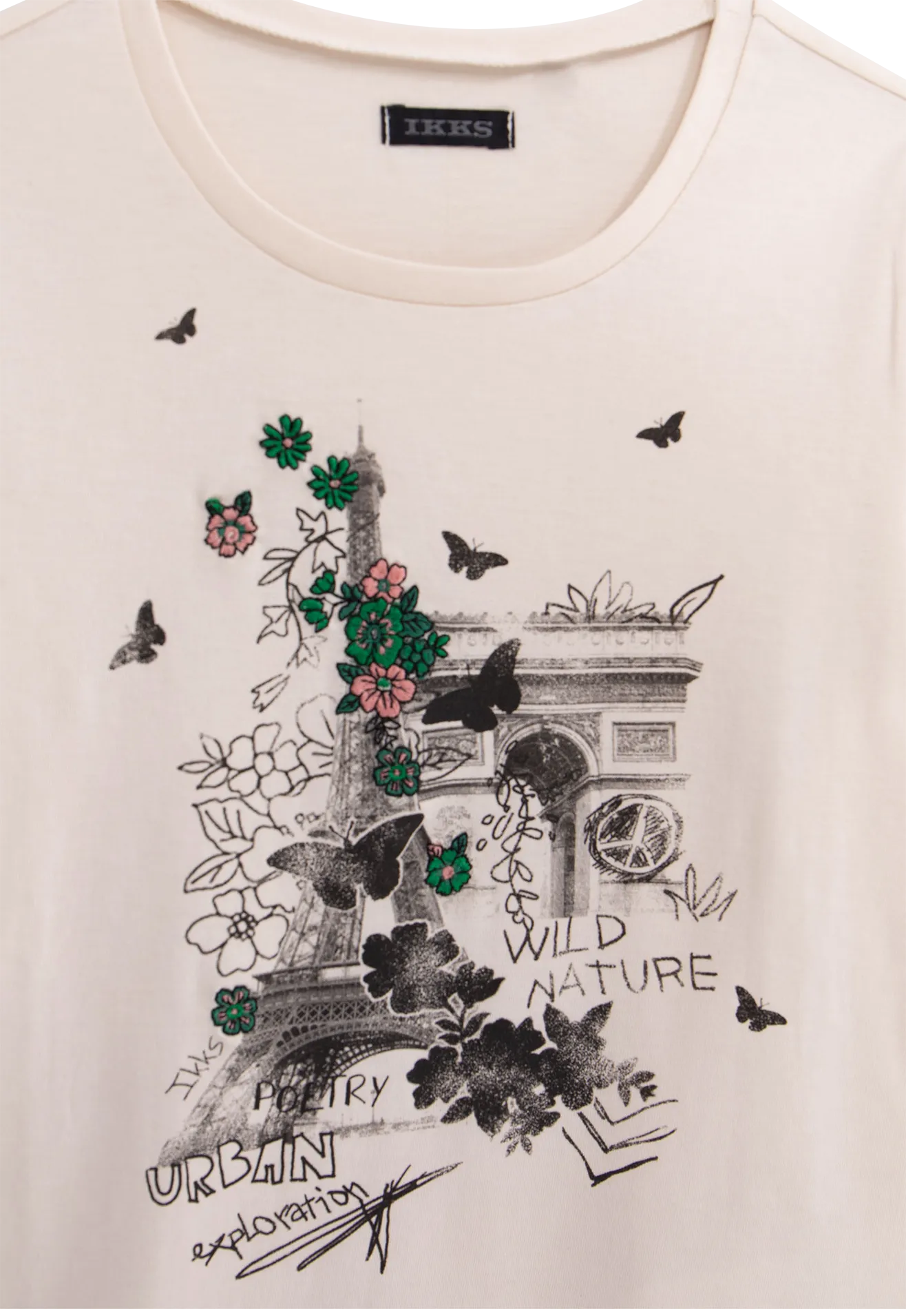 IKKS JUNIOR Camiseta con cuello redondo  en blanco