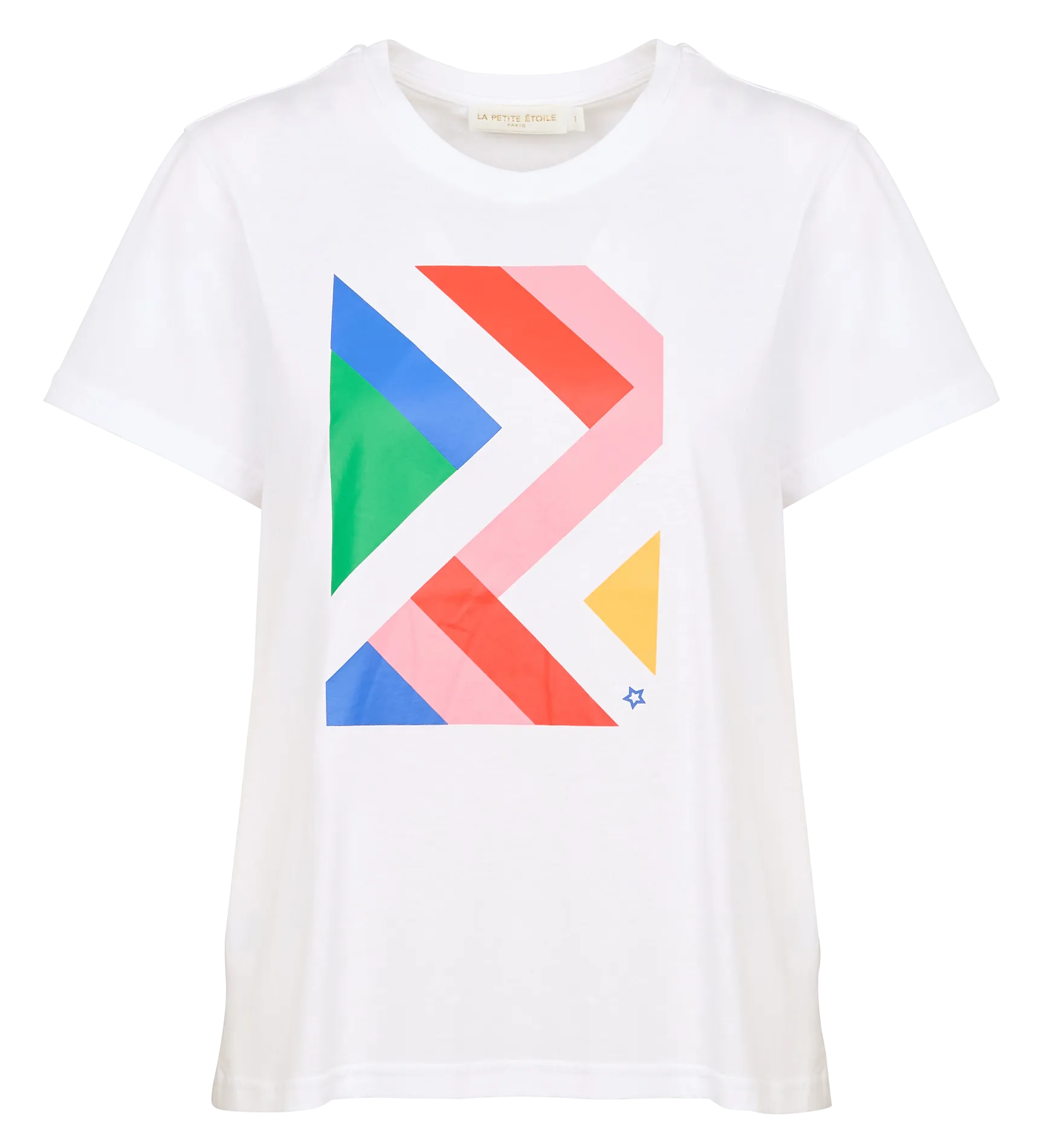 LA PETITE ETOILE TAL - Camiseta de algodón recta con cuello redondo en blanco