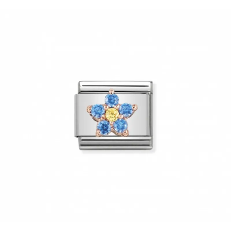 Link Nomination Acero y Oro Rosa "Flor azul" 430317 02