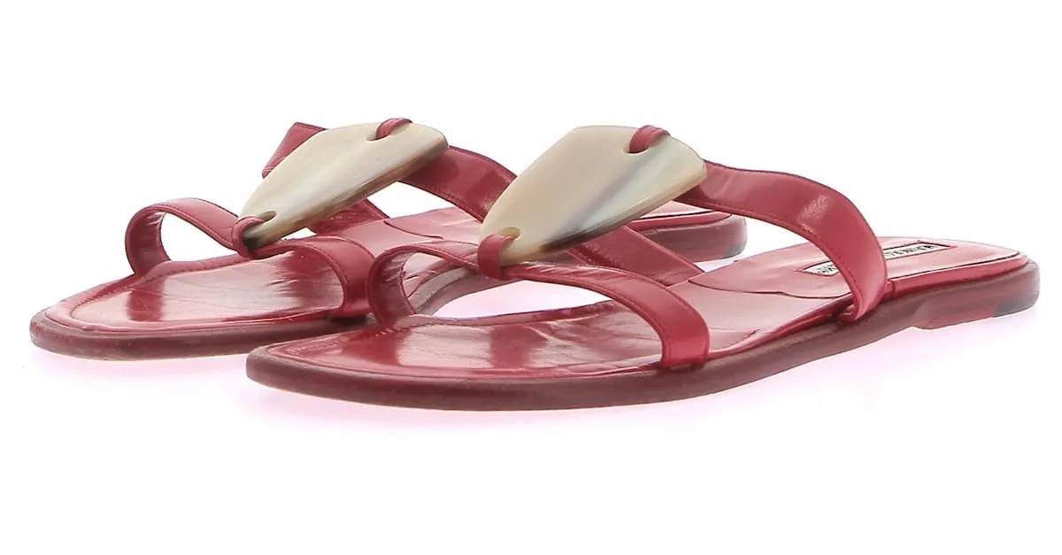 MANOLO BLAHNIK Sandalias T.UE 37 Cuero Roja 