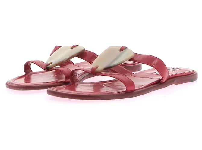 MANOLO BLAHNIK Sandalias T.UE 37 Cuero Roja 