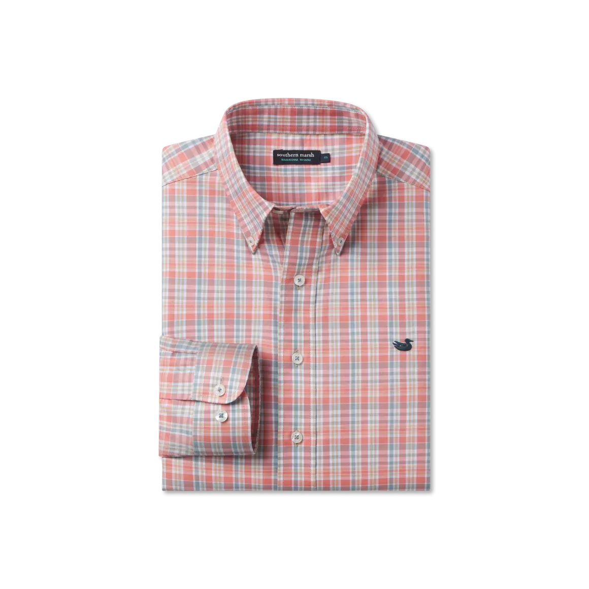 Men's Southern Marsh Hartsville Plaid Dress Shirt in Burnt Taupe & Sage-