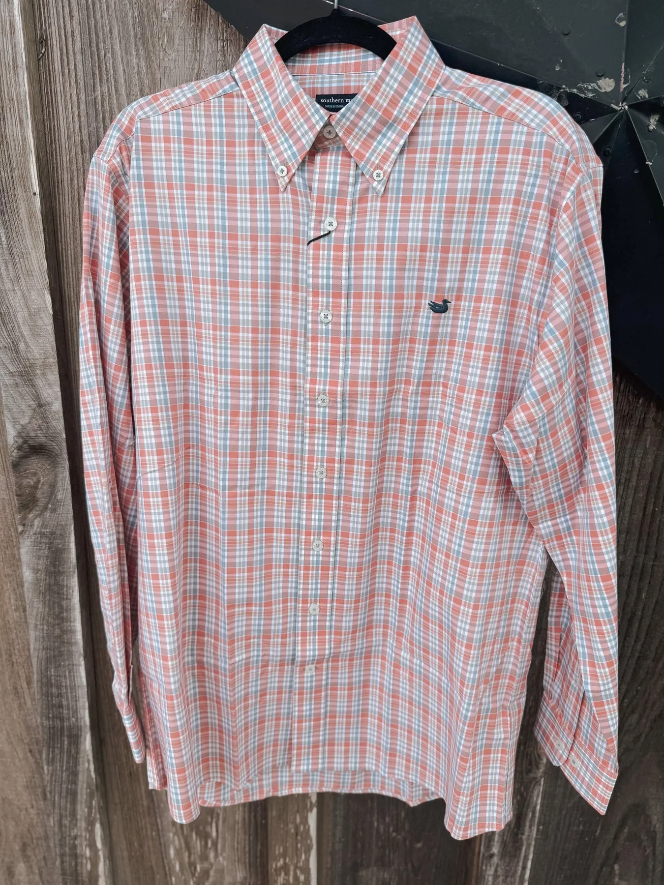 Men's Southern Marsh Hartsville Plaid Dress Shirt in Burnt Taupe & Sage-