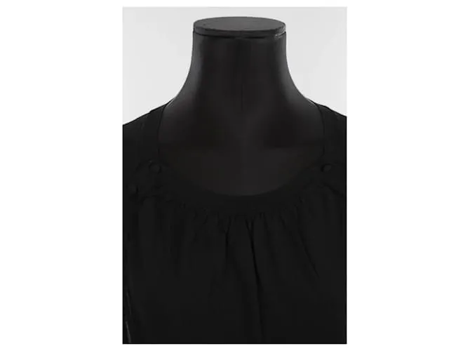Nina Ricci Top de seda de manga larga Negro 