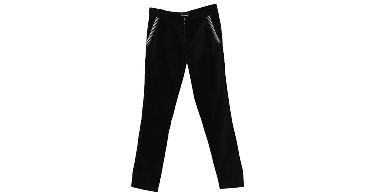 Pantalones elásticos de corte slim con bordados en terciopelo negro de Zadig & Voltaire 