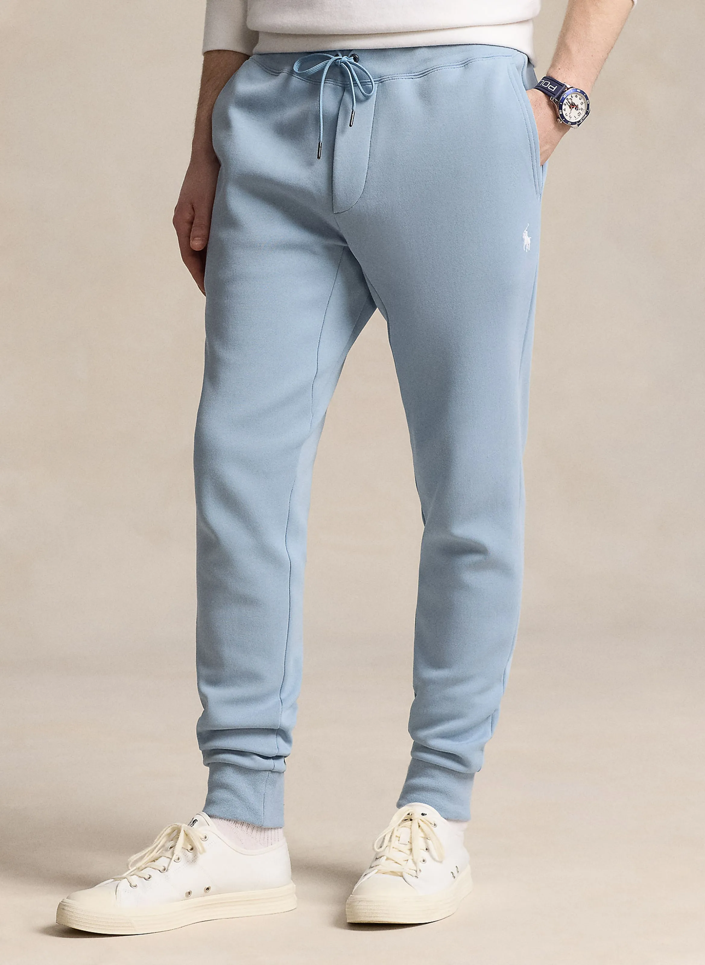 Pantalón de jogging ajustado de mezcla de algodón en azul