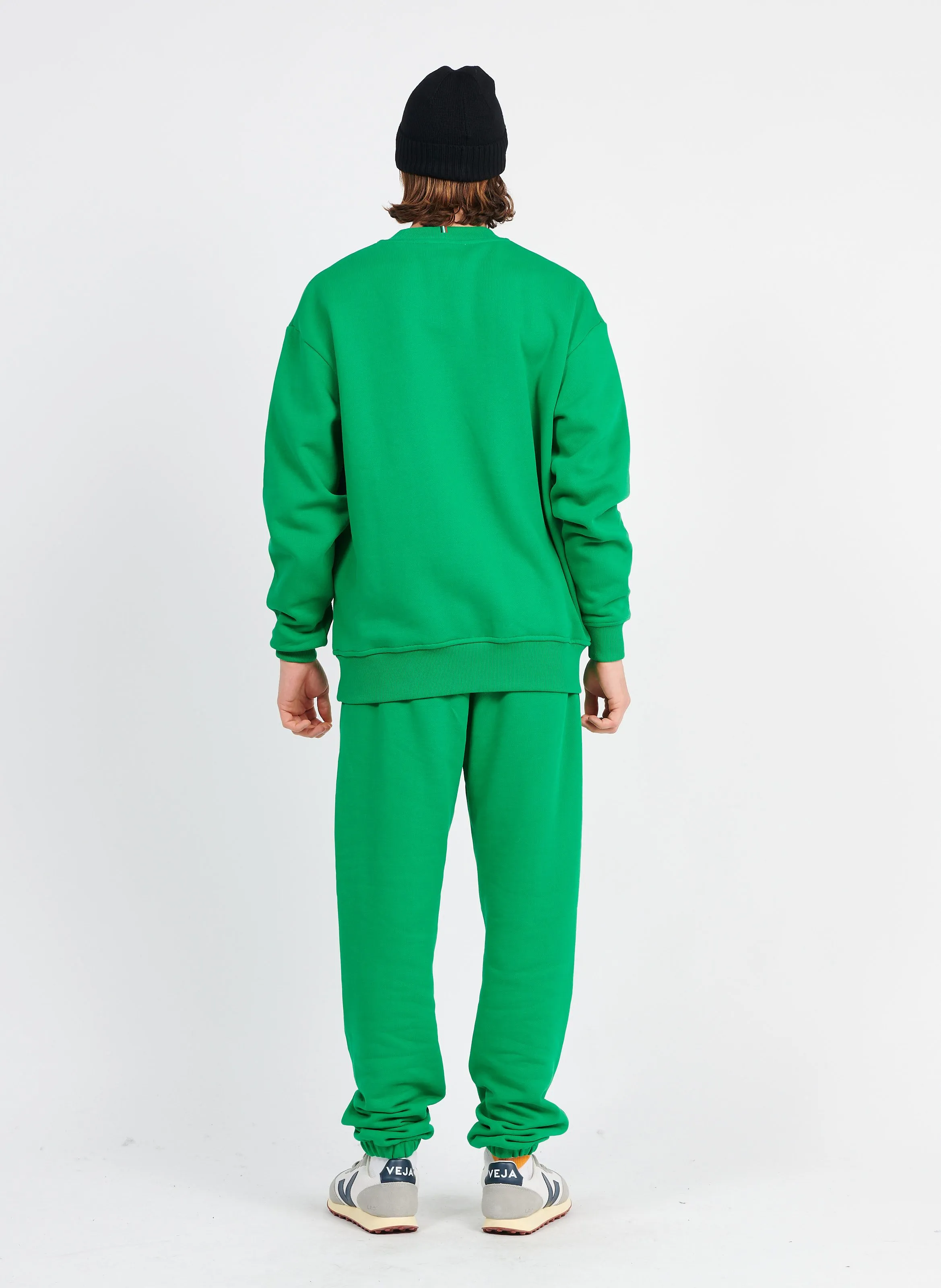 Pantalón de jogging recto bordado de algodón en verde