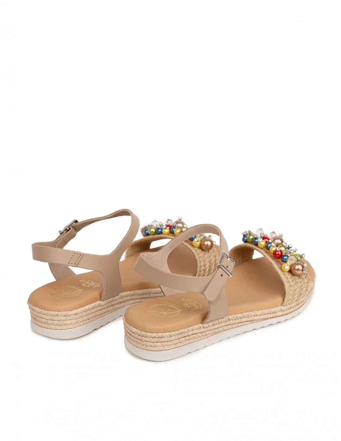 Sandalias Esparto Abalorios Beige PERA LIMONERA