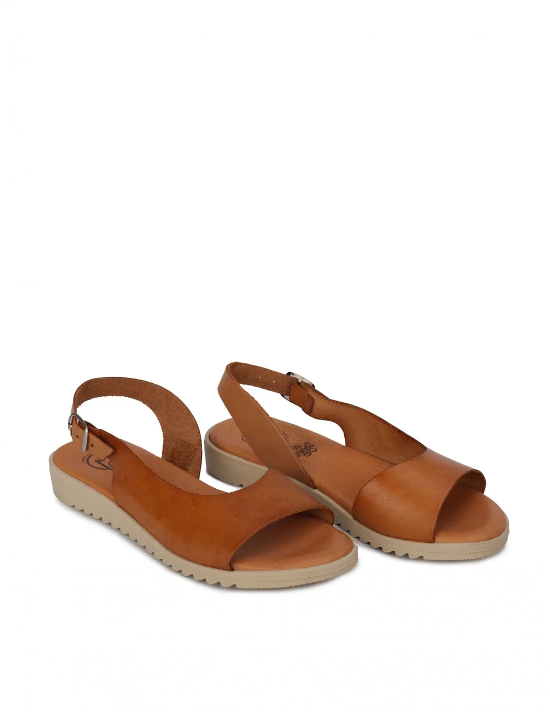 Sandalias Peep Toe Planas Cuero