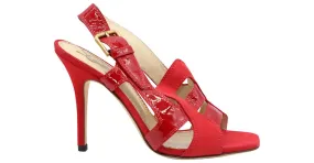 Sandalias Saint Laurent Slingback en Cuero Rojo Roja 