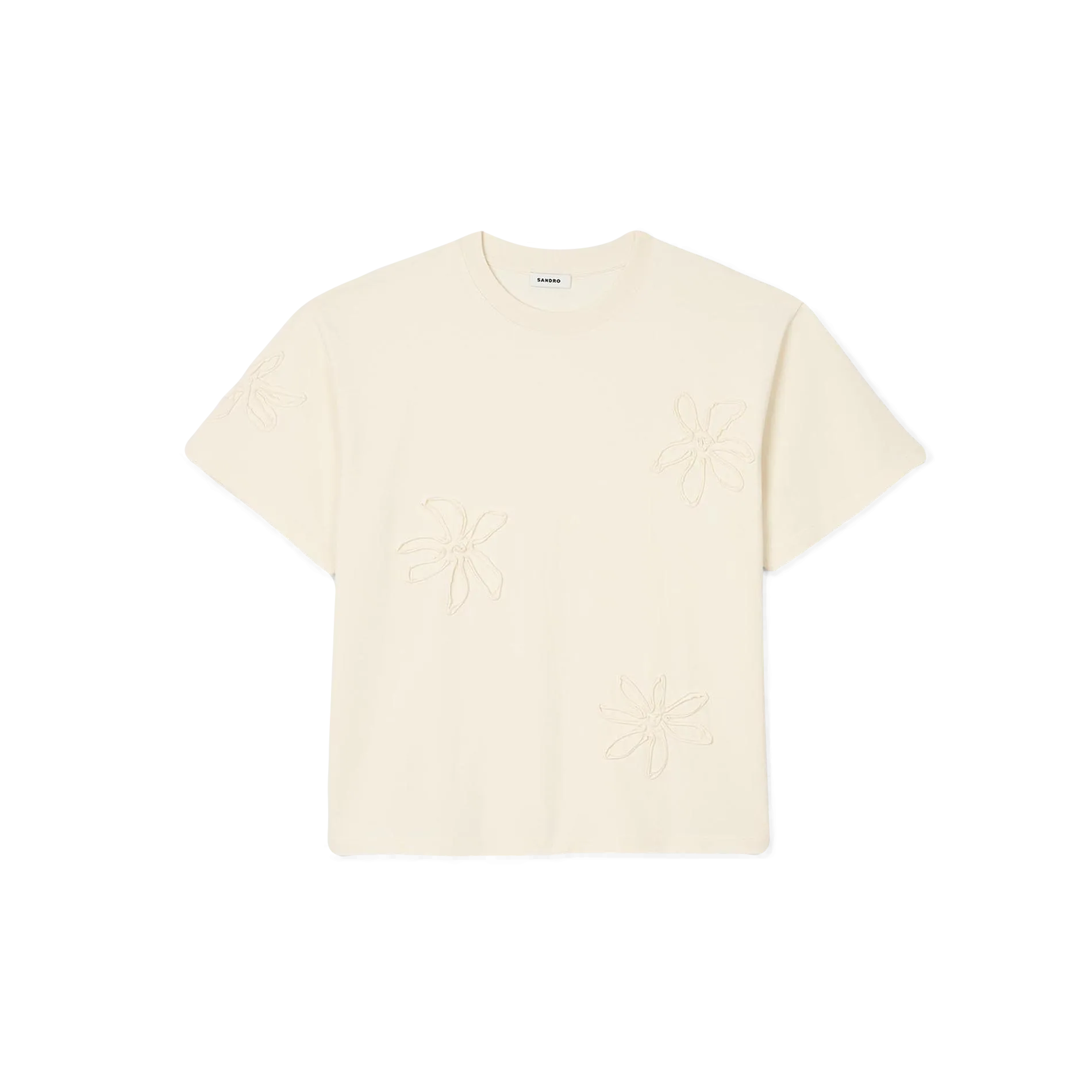 SANDRO Camiseta de algodón en blanco