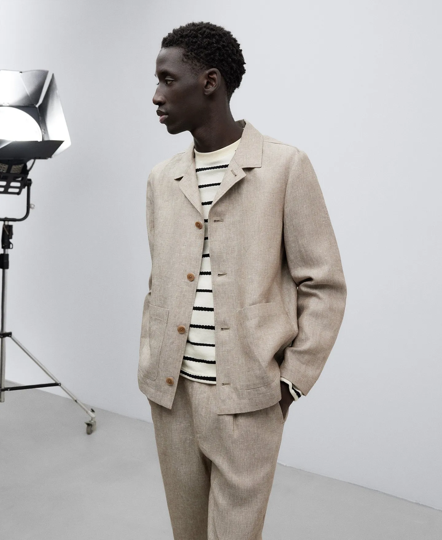 Sobrecamisa en lino hombre