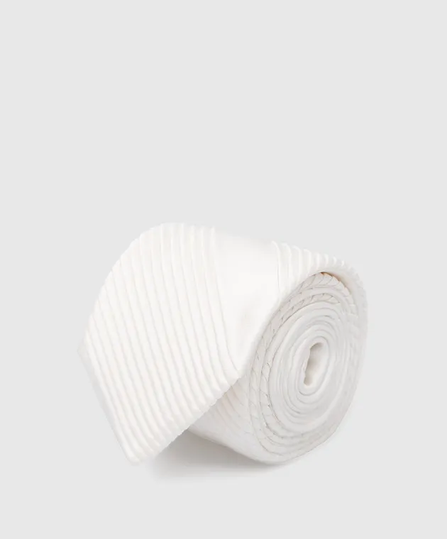 Stefano Ricci Children's white silk tie with pleating