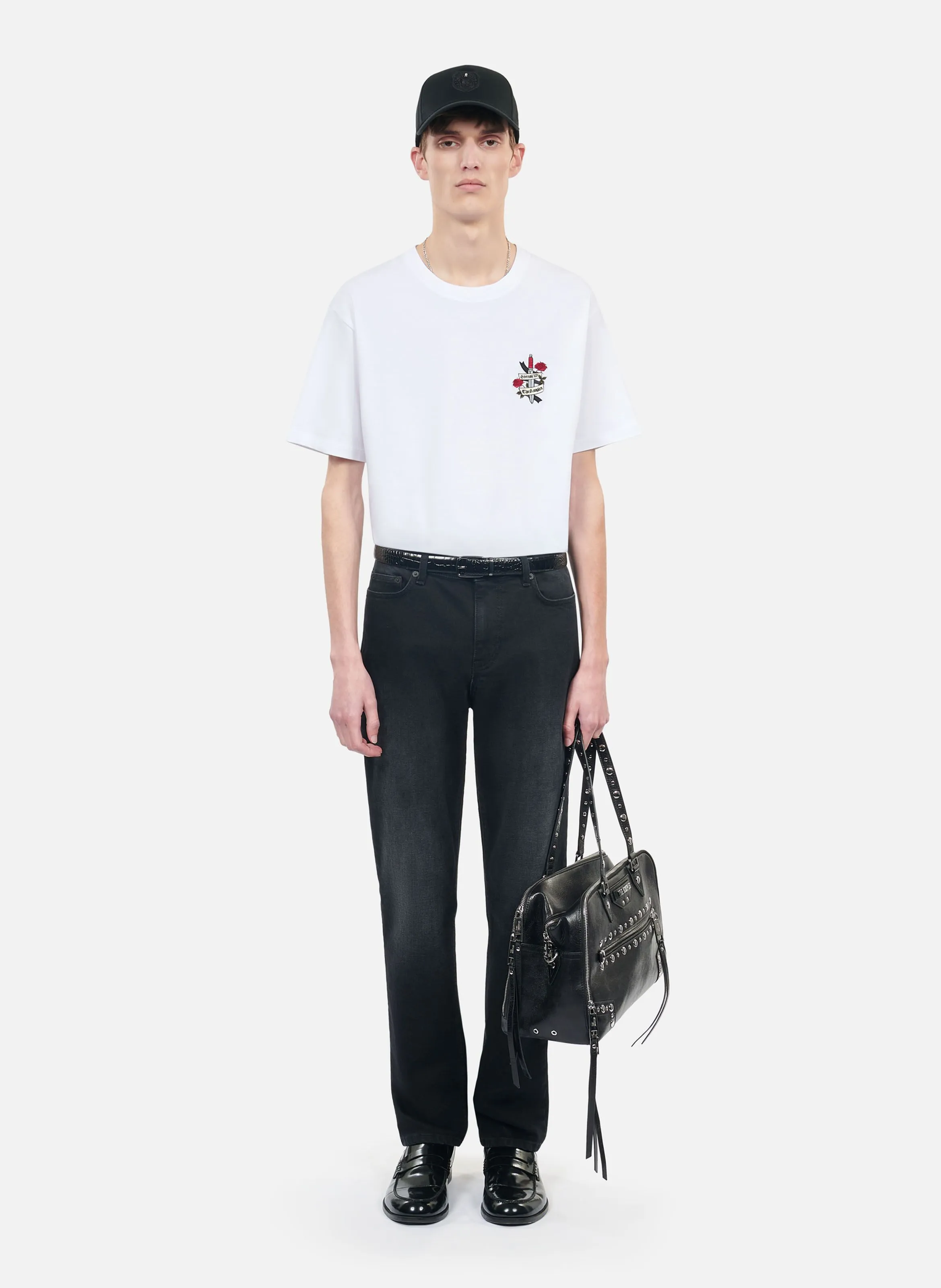 THE KOOPLES Camiseta recta de algodón bordado en blanco