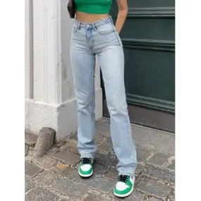 Vaqueros boyfriend rectos con lavado claro