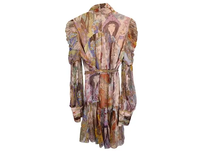 Vestido largo de manga larga impreso Mini Kaleidoscope de Zimmermann en seda multicolor 
