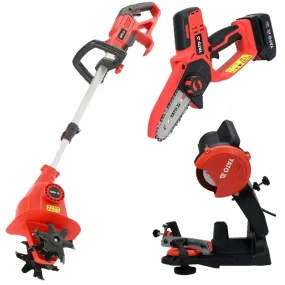 Yato - YT-828135 - motosierra con batería con 1 batería, Li-Ion, 18 V, 2 ah, 10 cm, 4.8 m / s + Yato - YT-85271 - Motoazada eléc