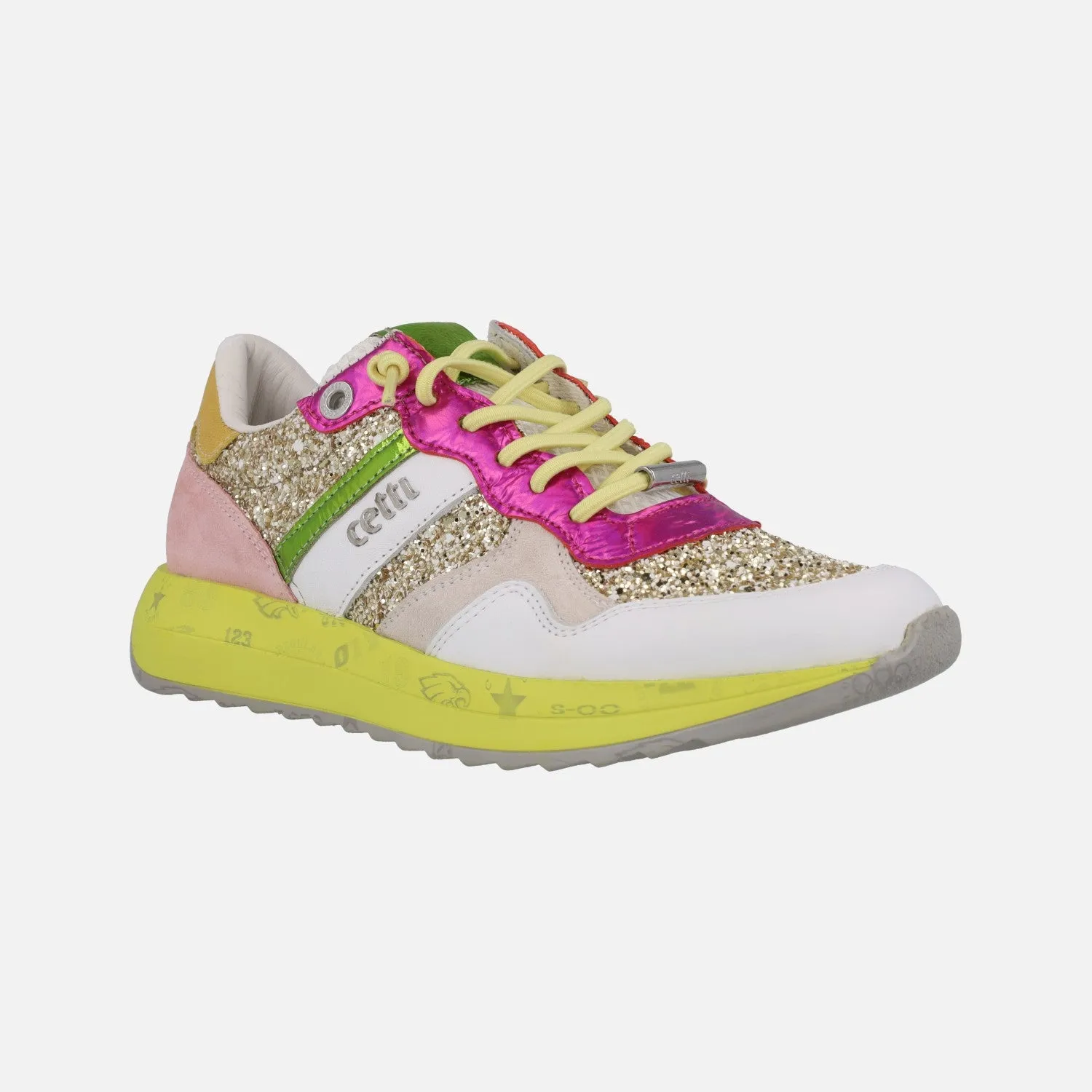 Zapatillas deportivas multicolor con detalles en glitter 1274